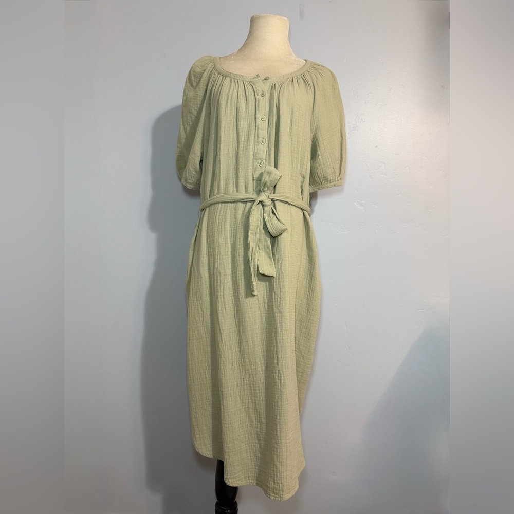 Cottagecore Sage Green Midi Dress